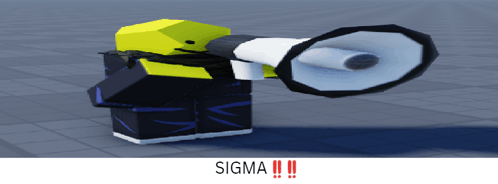 a cartoon character is holding a megaphone with the word sigma written below it