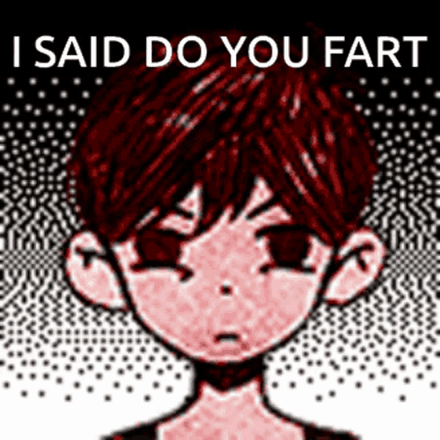 a pixel art of a boy with red hair and the words `` i said do you fart ''