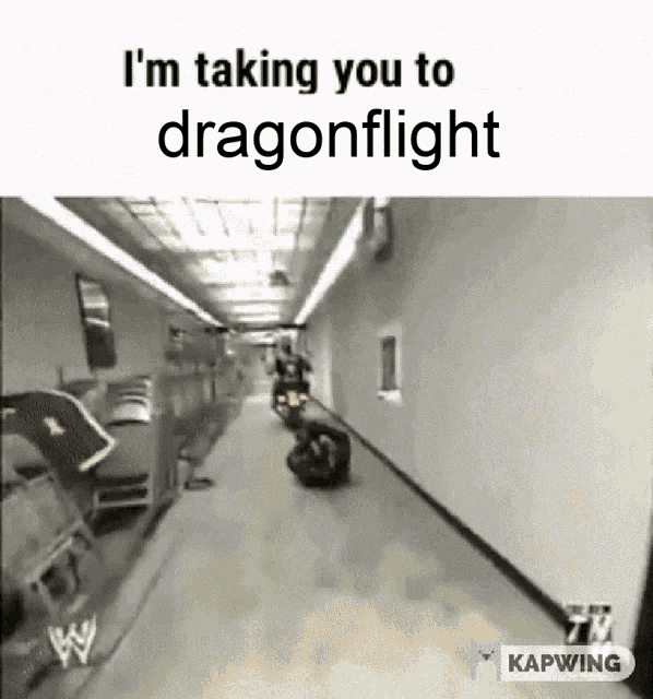 a picture of a hallway with the words i 'm taking you to dragonflight