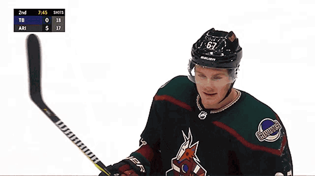 a hockey player wearing a jersey with the number 6