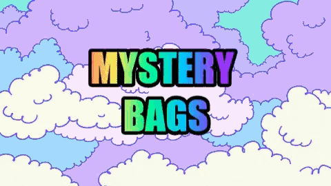 a cartoon drawing of clouds with the words mystery bags