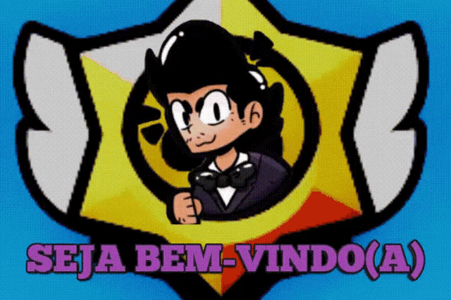 a cartoon character with the words " seja bem-vindo ( a ) " below it