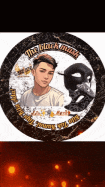 a picture of a man in a white shirt with the words " the black mask " around him