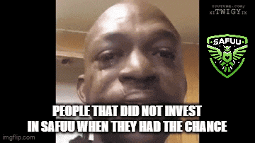 a man is crying with the words people that did not invest in safuu when they had the chance