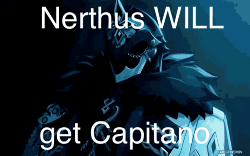 nerthus will get capitano is written in white on a dark background