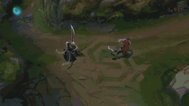 a video game is being played with a sword and shield