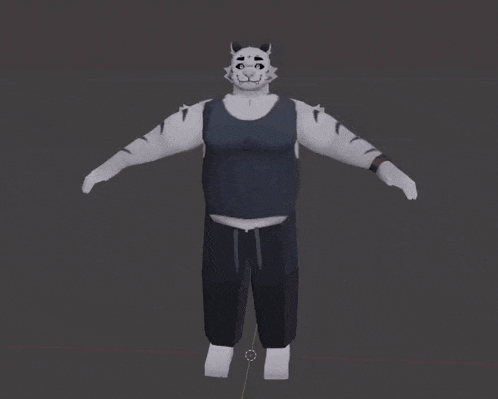 a 3d model of a tiger wearing a black tank top and black pants