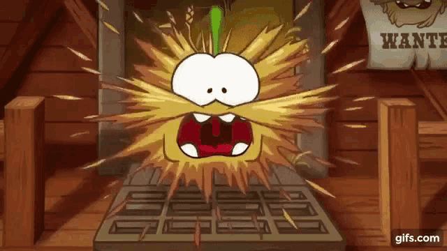 a cartoon character with a long mustache is sitting in front of a computer keyboard .