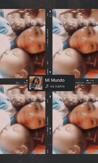 a collage of four photos with the words mi mundo isa sophia on the bottom right
