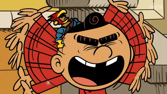 a cartoon character with the word nick on the bottom left