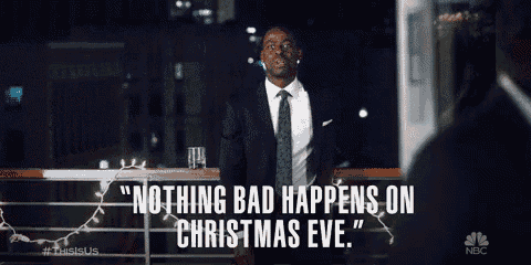 a man in a suit and tie says " nothing bad happens on christmas eve . "
