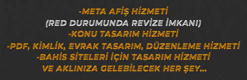 a black background with yellow text that says " meta afis hizmeti " on it