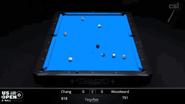 a pool table with a blue cloth that says diamond