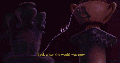 a purple background with the words " back when the world was new " on it