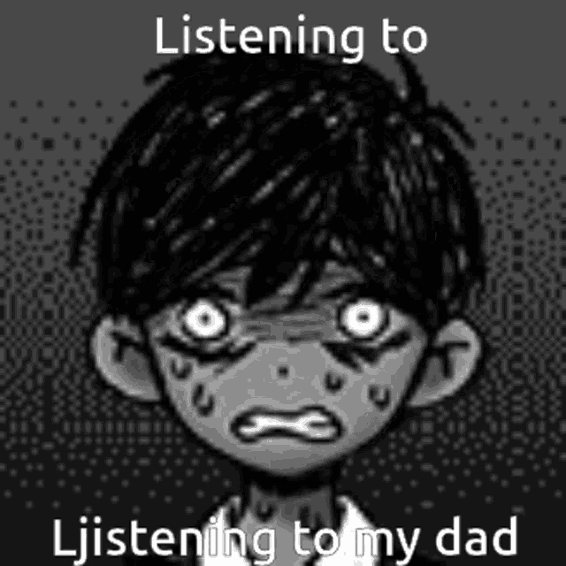 a black and white drawing of a boy with a sad face .