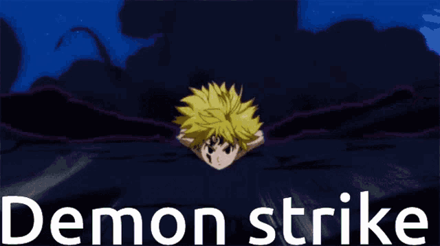 a picture of a demon strike with a yellow haired anime character