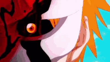 a close up of a person wearing a white mask
