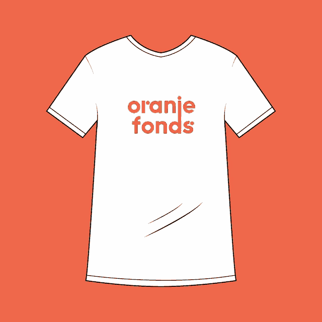 a drawing of a white t-shirt that says oranje fonds
