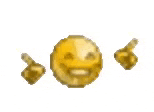 a yellow smiley face is giving two thumbs up on a white background .