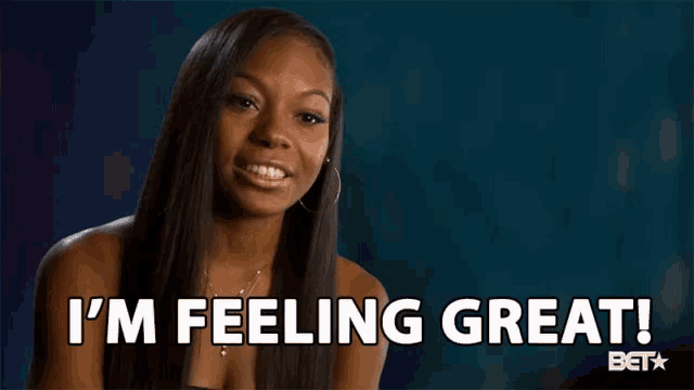 a woman is saying i 'm feeling great in a bet advertisement