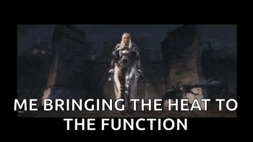 a statue of an angel with wings and the words `` me bringing the heat to the function '' below it .