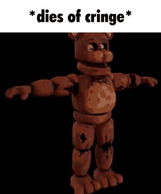 a 3d model of a teddy bear with the words dies of cringe