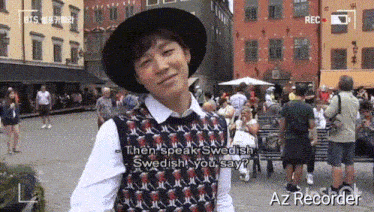 a man wearing a hat says " then speak swedish swedish you say ? "