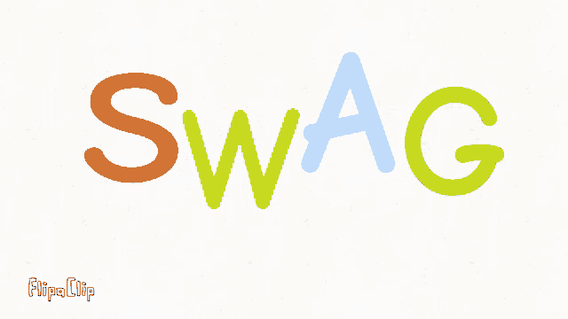 the word swag is written in different colors