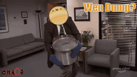 a man in a suit and tie is carrying a pot with the words wen dump written on the bottom