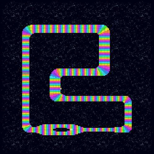 a rainbow colored rectangle is on a dark background