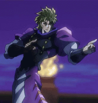 dio from jojo 's bizarre adventure is pointing at something