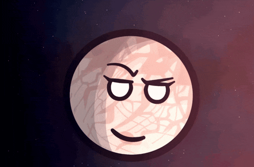 a cartoon illustration of a planet with an angry face on it