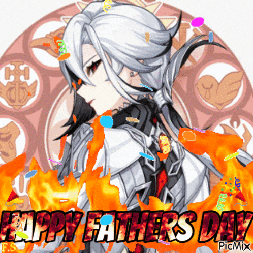 a picture of a man with white hair and the words happy fathers day on the bottom