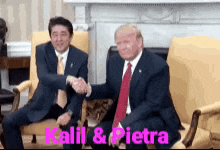 two men shaking hands with the words kalil & pietra on the bottom right