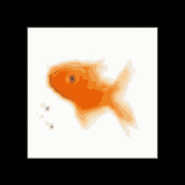 a goldfish is swimming in a white tank with bubbles coming out of it 's mouth