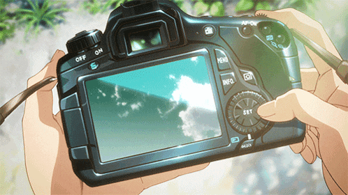 a person is holding a camera with the off and on buttons on the back