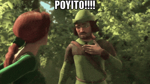a cartoon of robin hood talking to a woman with the caption " poyito !!! "
