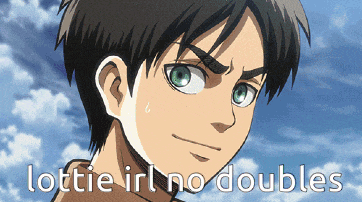 a picture of a boy with the words " lottie irl no doubles " on the bottom