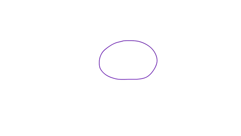 a drawing of a cat with a purple tail and fangs