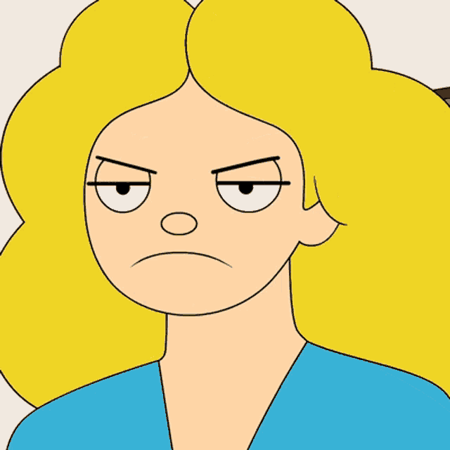 a cartoon woman with blonde hair is making a funny face