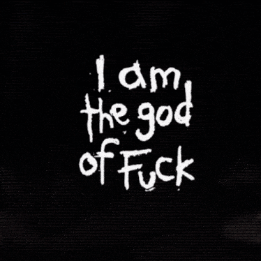 i am the good of fuck is written in red and blue