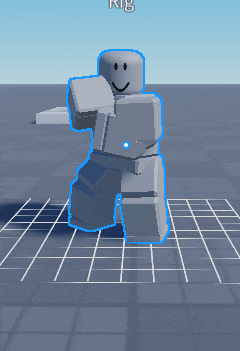 a 3d model of a robot with a blue outline around it