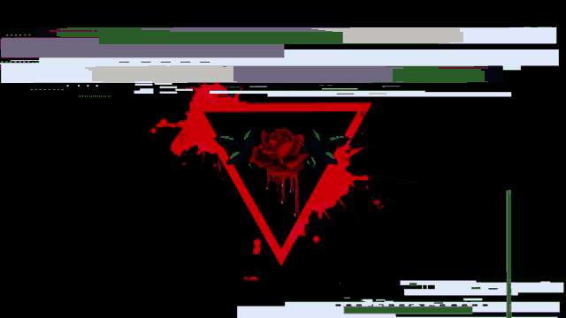 a black background with a green rectangle and a red triangle in the middle