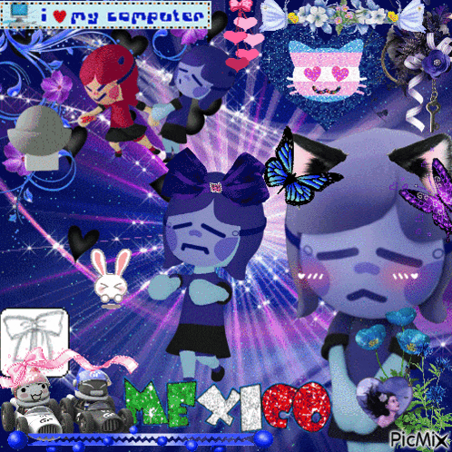 a picture of a girl with the words i love my computer on the top