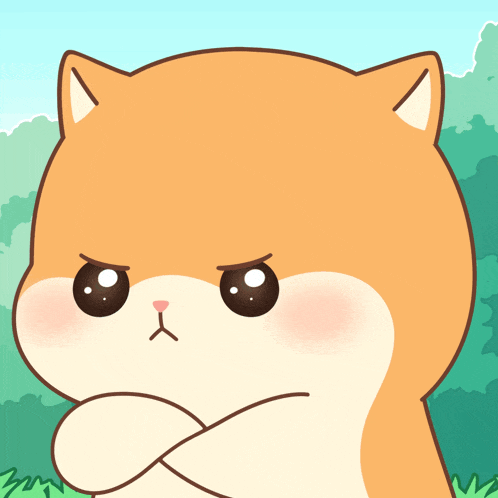 a cartoon of a cat with its arms crossed looking angry