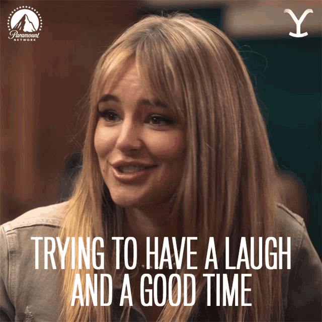 Trying To Have A Laugh And A Good Time Hassie Harrison GIF