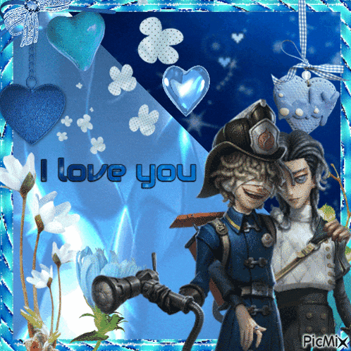 a greeting card that says " i love you " with two cartoon characters