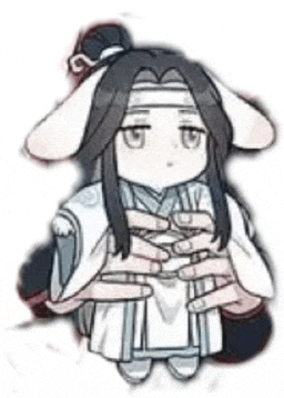 a cartoon character with long hair and bunny ears is holding a book .