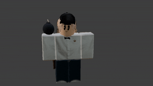 a cartoon character is holding a black bomb on his shoulder
