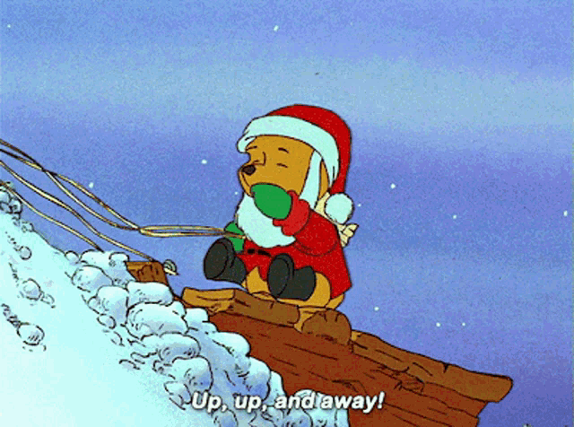 Winnie The Pooh Up Up And Away GIF - Winnie The Pooh Up Up And Away Santa GIFs